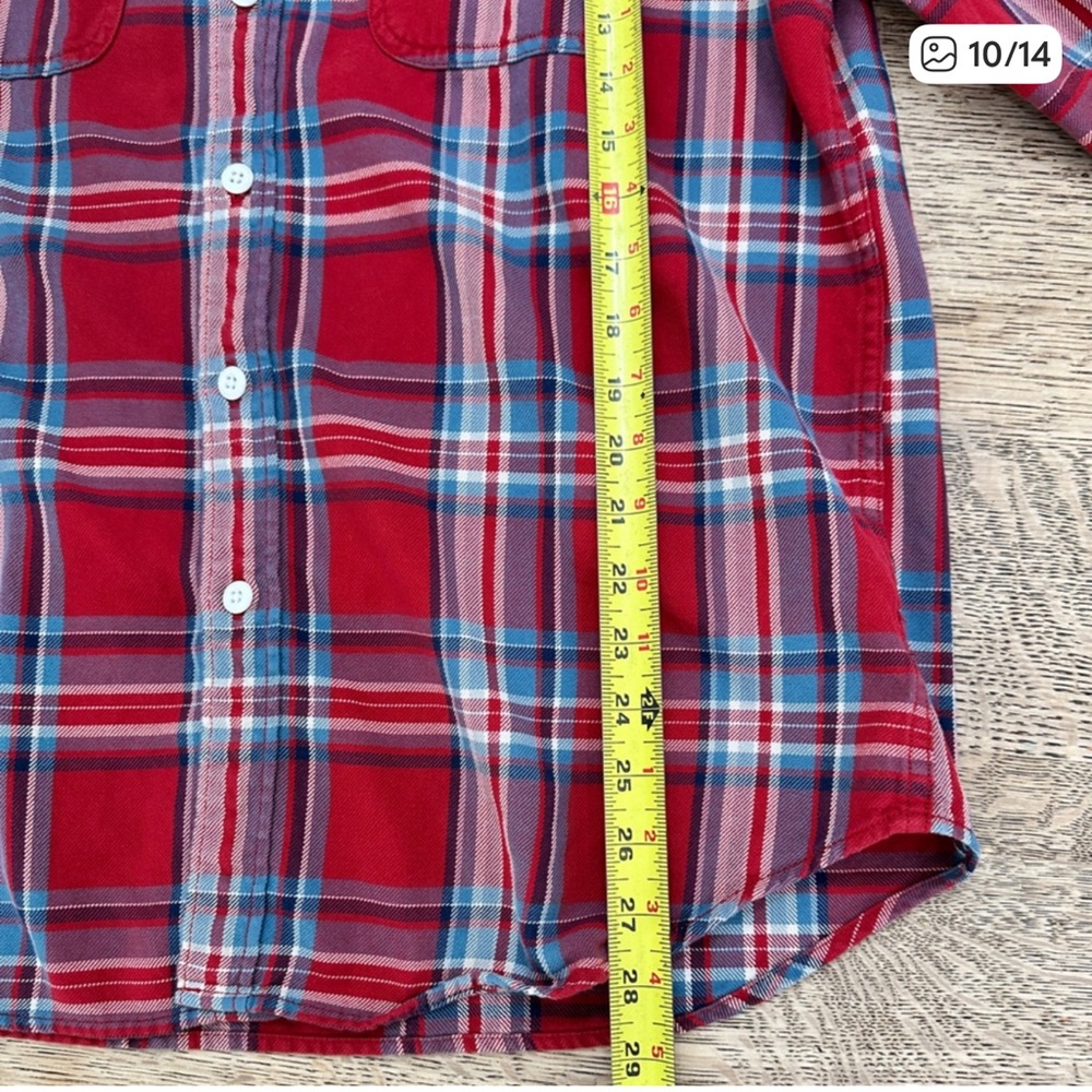J. Crew Men's Red Plaid Flannel Shirt - Picture 9 of 15